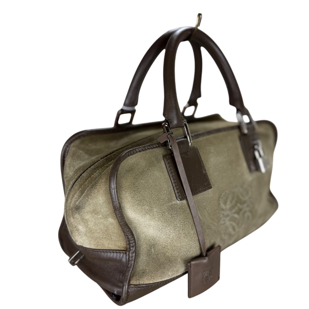 Loewe Olive Green and Brown Satchel